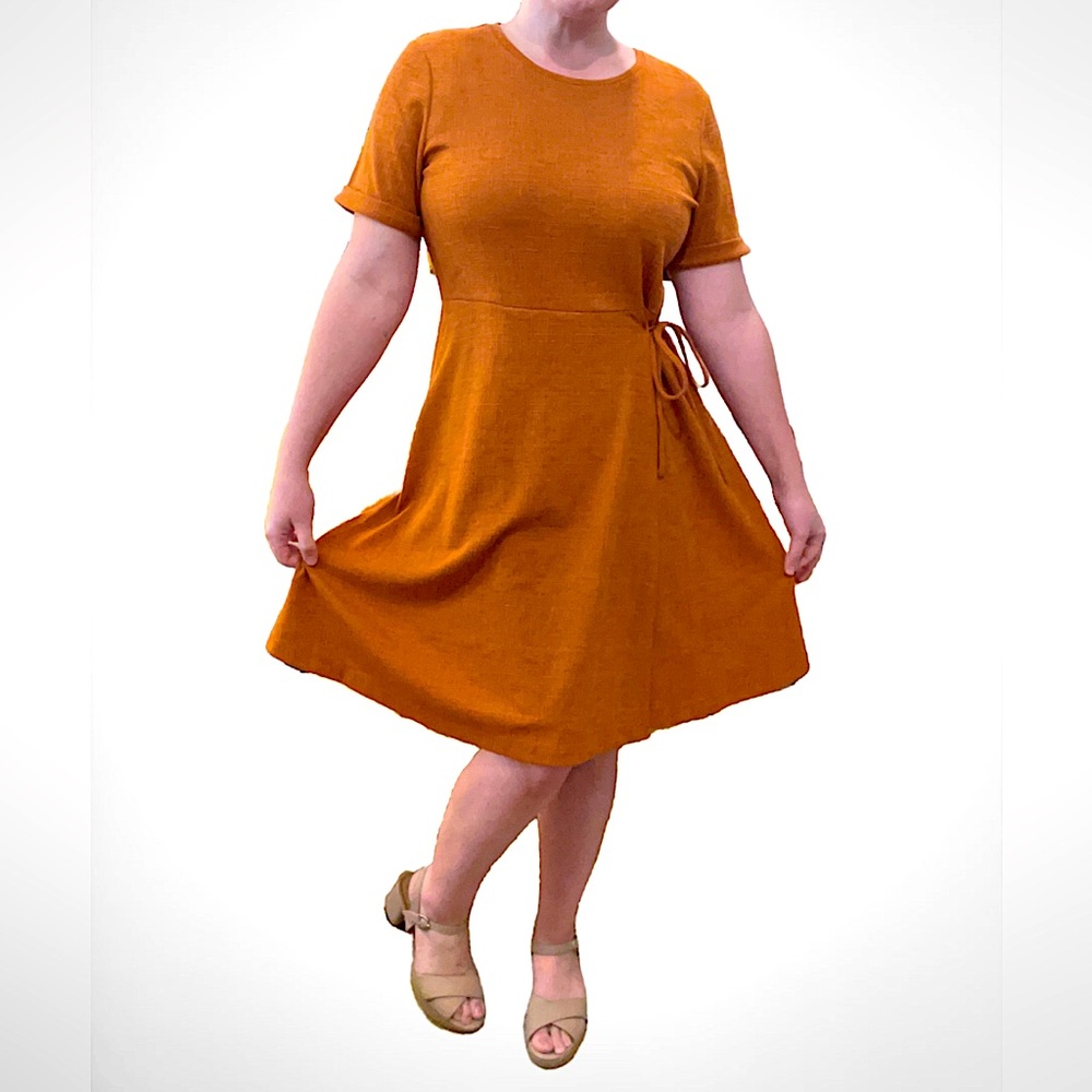 NWOT Downeast Midi Faux Wrap Dress in Mustard, Size XL